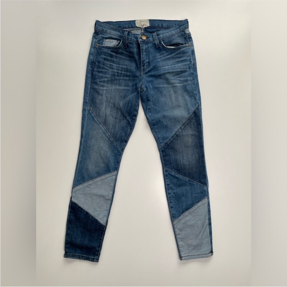 CURRENT/ELLIOTT Stiletto Skinny‎ Cropped Jeans Womens 28 (29x27) Patchwork Denim